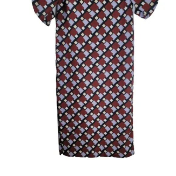 Zara Geometric Print Long Sleeve Midi Dress Modern Graphic Pattern Chic Fall - Picture 5 of 11